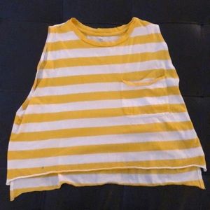 yellow and white striped muscle top